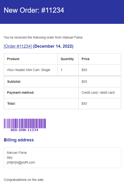 Order Barcode for woooCommerce