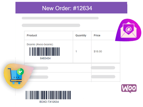 order email barcode for WooCommerce order
