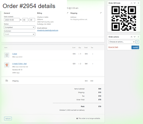 order-qr code for woocommerce