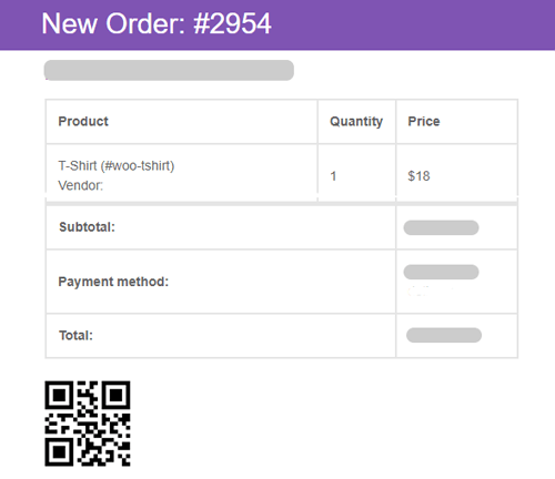 order qr code for WooCommerce