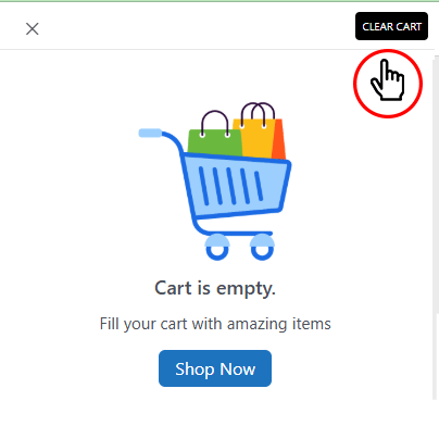 Clear cart button Clear cart button