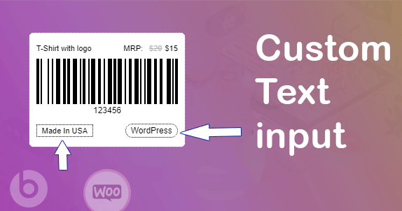 Custom Text on WooCommerce barcode plugin