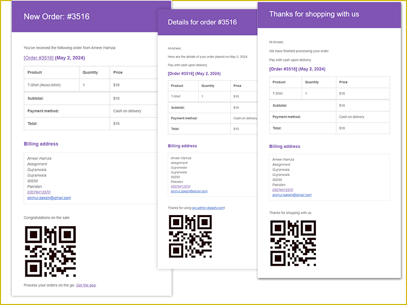 qr code generator for woocommerce order