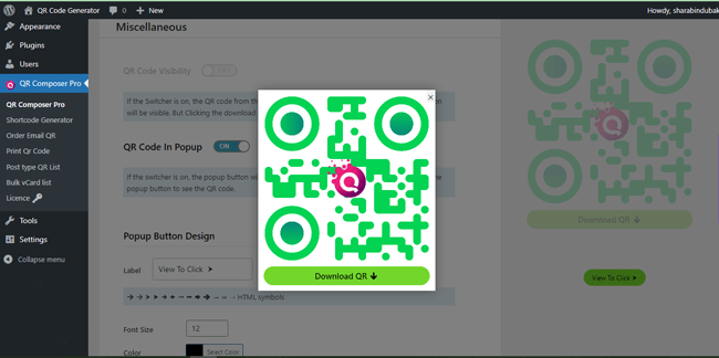 Popup QR Code