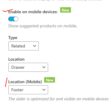 display controls for Recommended Products