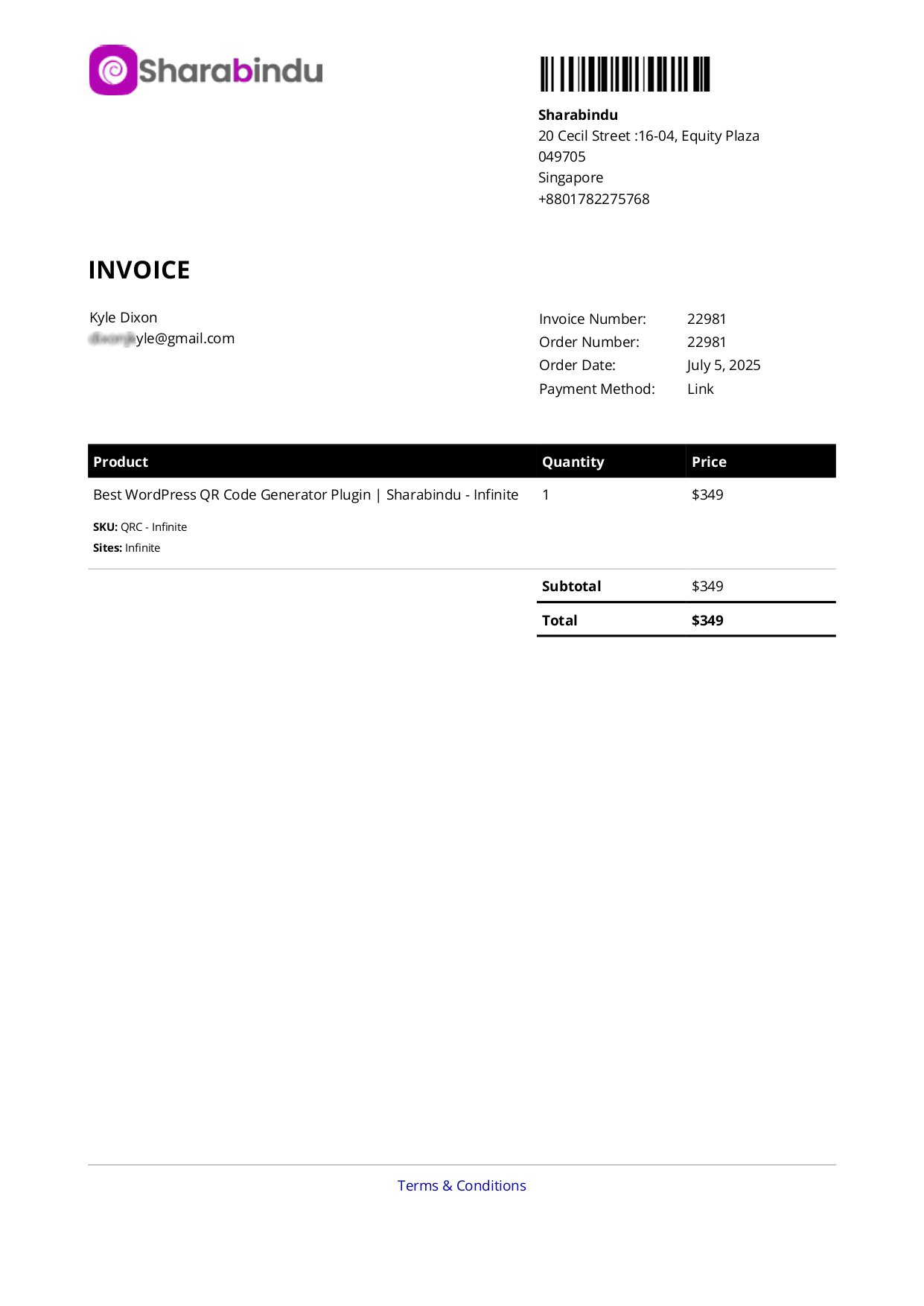 PDF invoice