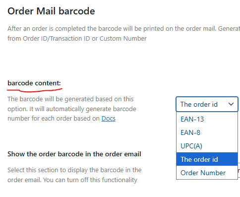 order email barcode