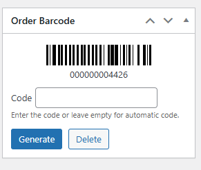 Custom order barcode